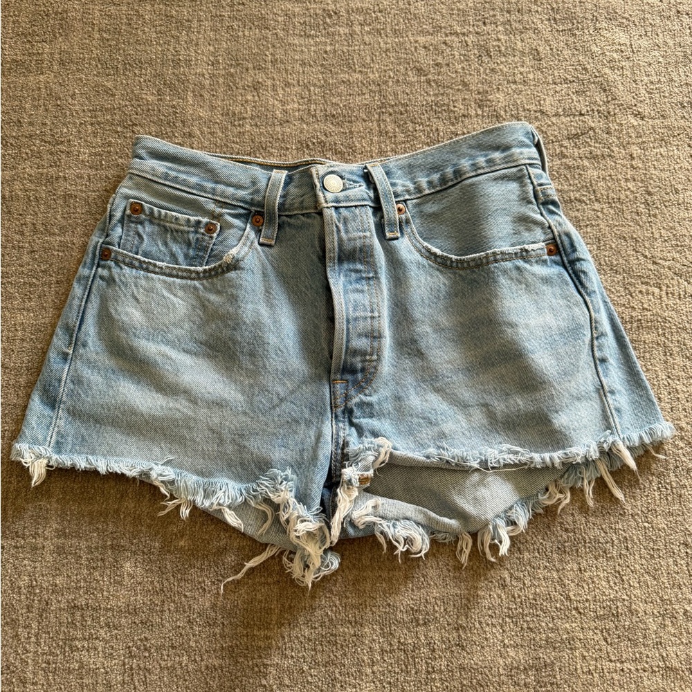 Levi’s Distressed High-Waist 501 Denim Shorts
